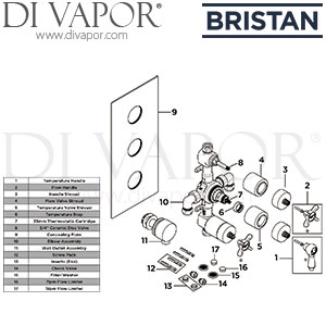 Bristan RS2 SHC3STP C Renaissance Recessed Concealed Shower Valve with Twin Stopcocks Spare Parts